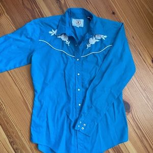 ELY Country Charmers Western shirt with rose embroidery